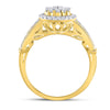 14kt Yellow Gold Round Diamond Cluster Bridal Wedding Engagement Ring 3/4 Cttw