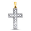 14kt Yellow Gold Womens Round Diamond Cross Pendant 1/2 Cttw