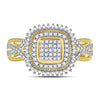 10kt Yellow Gold Womens Round Diamond Square Frame Cluster Ring 1/4 Cttw