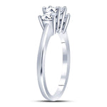 14kt White Gold Princess Diamond 3-stone Bridal Wedding Engagement Ring 1 Cttw