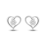 10kt White Gold Womens Round Diamond Heart Earrings 1/6 Cttw