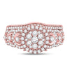 14kt Rose Gold Round Diamond Bridal Wedding Ring Band Set 1 Cttw