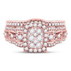 14kt Rose Gold Round Diamond Bridal Wedding Ring Band Set 1 Cttw