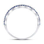 10kt White Gold Womens Round Blue Sapphire Scalloped Stackable Band Ring 1/4 Cttw