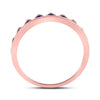 10kt Rose Gold Womens Round Blue Sapphire Chevron Stackable Band Ring 1/10 Cttw
