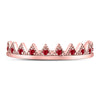 10kt Rose Gold Womens Round Ruby Beaded Chevron Stackable Band Ring 1/10 Cttw