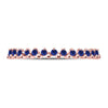 10kt Rose Gold Womens Round Blue Sapphire Single Row Stackable Band Ring 1/8 Cttw