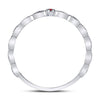 10kt White Gold Womens Round Ruby Solitaire Stackable Band Ring .01 Cttw