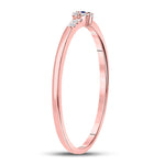10kt Rose Gold Womens Round Blue Sapphire Diamond Stackable Band Ring 1/12 Cttw