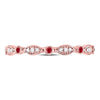 10kt Rose Gold Womens Round Ruby Oval Dot Stackable Band Ring 1/10 Cttw