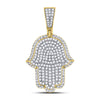 10kt Yellow Gold Mens Round Diamond Hamsa Charm Pendant 1-1/4 Cttw