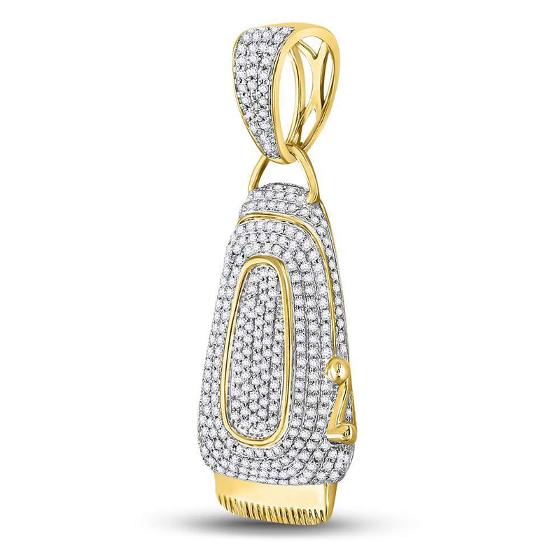 10kt Yellow Gold Mens Round Diamond Barber Clipper Trimmer Charm Pendant 1 Cttw