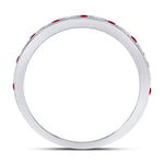 10kt White Gold Womens Round Ruby Diamond Single Row Stackable Band Ring 1/3 Cttw