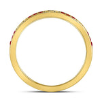 10kt Yellow Gold Womens Round Ruby Single Row Flourished Stackable Band Ring 1/8 Cttw
