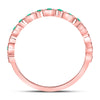 10kt Rose Gold Womens Round Emerald Square Dot Stackable Band Ring 1/5 Cttw