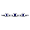 10kt White Gold Womens Princess Blue Sapphire 3-Stone Beaded Stackable Band Ring 1/20 Cttw