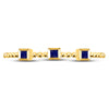 10kt Yellow Gold Womens Princess Blue Sapphire 3-Stone Beaded Stackable Band Ring 1/20 Cttw
