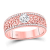 14kt Rose Gold Round Diamond Solitaire Floral Bridal Wedding Engagement Ring 3/4 Cttw