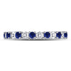 10kt White Gold Womens Round Blue Sapphire Diamond Eternity Band Ring 1 Cttw