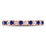 10kt Rose Gold Womens Round Blue Sapphire Diamond Eternity Band Ring 1 Cttw