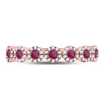 10kt Rose Gold Womens Round Ruby Halo Stackable Band Ring 1/2 Cttw