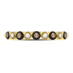 10kt Yellow Gold Womens Round Brown Diamond Milgrain Dot Band Ring 1/8 Cttw