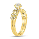 10kt Yellow Gold Round Diamond Stackable Bridal Wedding Ring Band Set 1/3 Cttw