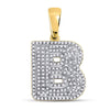 10kt Yellow Gold Mens Round Diamond Letter B Bubble Initial Charm Pendant 1/2 Cttw