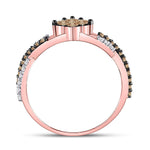 10kt Rose Gold Womens Round Brown Diamond Cluster Twist Ring 1/2 Cttw