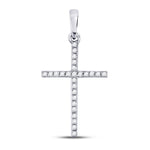 10kt White Gold Womens Round Diamond Religious Cross Pendant 1/6 Cttw