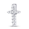 10kt White Gold Womens Round Diamond Cross Pendant 1/10 Cttw