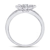 Sterling Silver Womens Round Diamond Flower Fashion Ring 1/20 Cttw