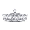 10kt White Gold Womens Round Diamond Crown Tiara Fashion Ring 1/5 Cttw