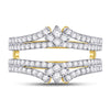 14kt Yellow Gold Womens Round Diamond Wrap Ring Guard Enhancer 7/8 Cttw