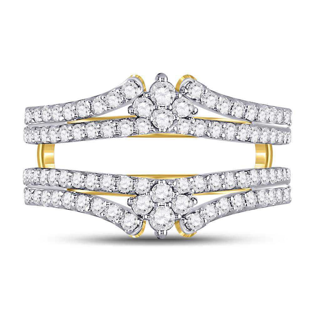 14kt Yellow Gold Womens Round Diamond Wrap Ring Guard Enhancer 7/8 Cttw