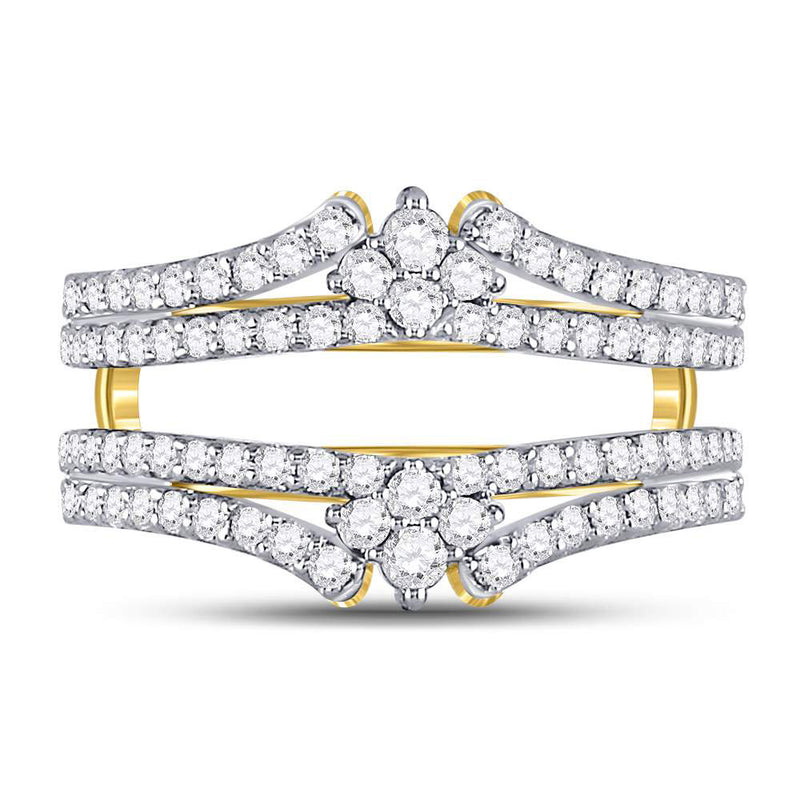 14kt Yellow Gold Womens Round Diamond Wrap Ring Guard Enhancer 7/8 Cttw