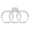 14kt White Gold Round Diamond Cluster Bridal Wedding Ring Band Set 5 Cttw