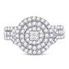 14kt White Gold Princess Diamond Bridal Wedding Ring Band Set 3/4 Cttw