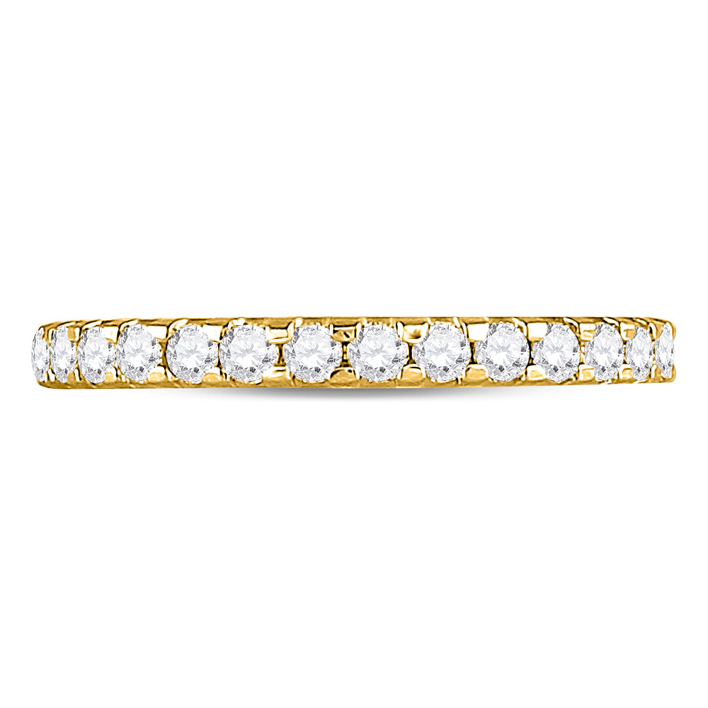 14kt Yellow Gold Womens Round Diamond Wedding Machine-Set Band 1/2 Cttw