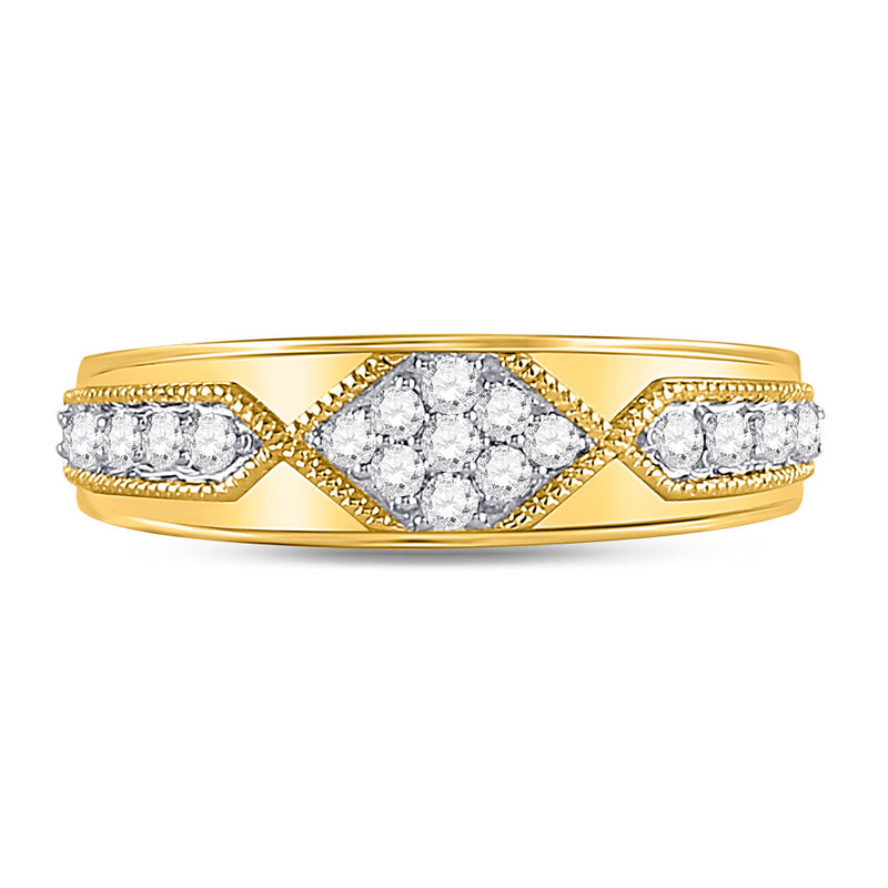 14kt Yellow Gold Mens Round Diamond Milgrain Wedding Band Ring 1/2 Cttw