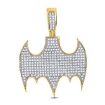 10kt Yellow Gold Mens Round Diamond Statement Charm Pendant 7/8 Cttw