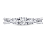 10kt White Gold Round Diamond 3-stone Bridal Wedding Engagement Ring 1/3 Cttw