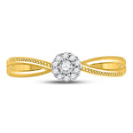 10kt Yellow Gold Womens Round Diamond Solitaire Promise Ring 1/10 Cttw