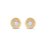 14kt Yellow Gold Womens Round Diamond Solitaire Earrings 1/10 Cttw