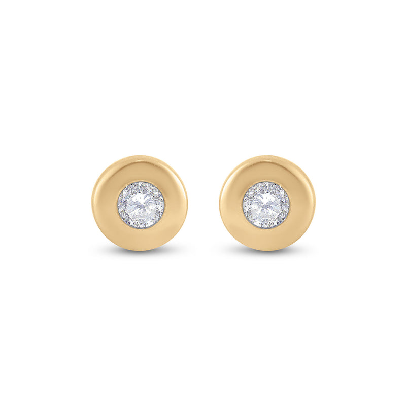 14kt Yellow Gold Womens Round Diamond Solitaire Earrings 1/10 Cttw