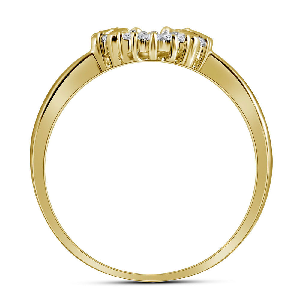 10kt Yellow Gold Womens Round Diamond Heart Outline Ring 1/8 Cttw
