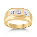 10kt Yellow Gold Mens Round Diamond 3-stone Ring 1/10 Cttw