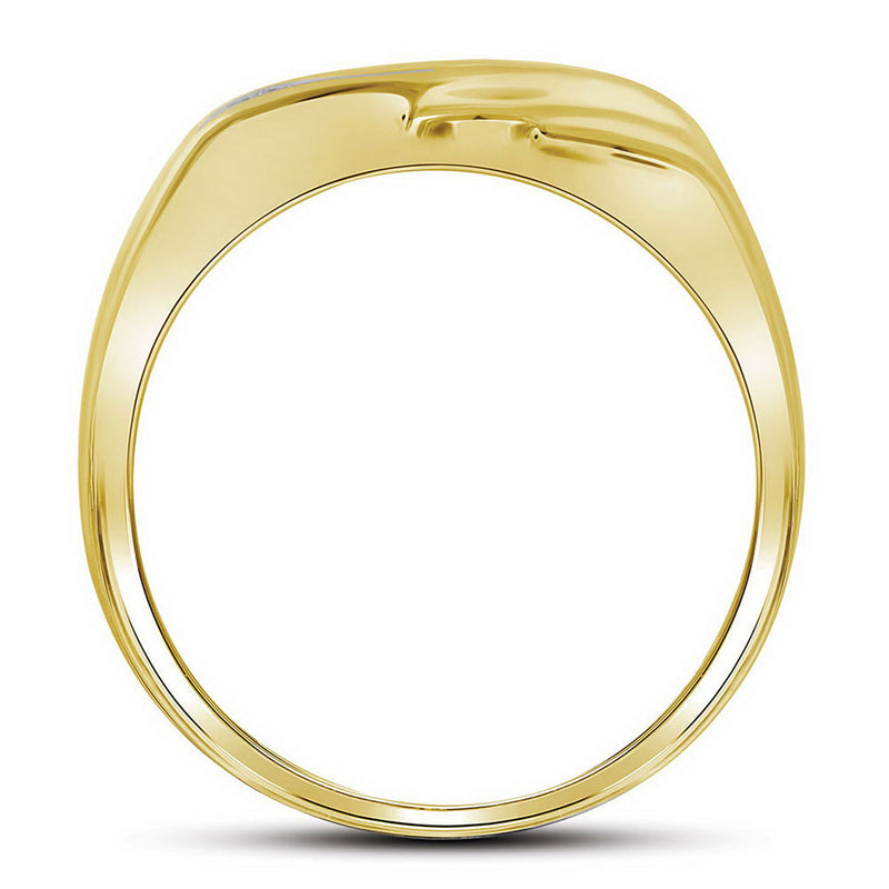 10kt Yellow Gold Mens Round Diamond Single Row Wedding Band Ring 1/8 Cttw