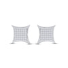 14kt White Gold Womens Princess Diamond Square Kite Stud Earrings 1/2 Cttw