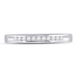 14kt White Gold Womens Round Channel-set Diamond Single Row Wedding Band 1/10 Cttw